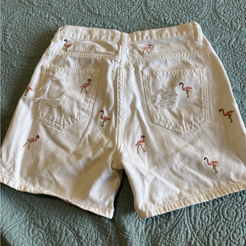 Zara White Jean Shorts Distressed Raw Hem